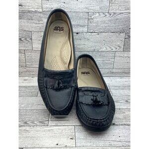 SAS Shoes Womens Size 8.5 Black Leather Loafers Tassel Comfort Slip On Made USA